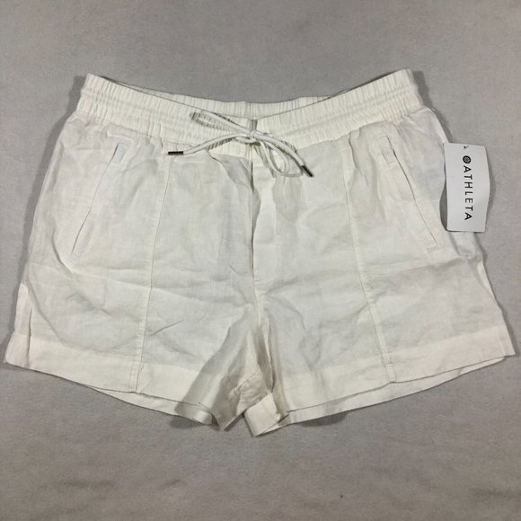 Athleta Pants - NEW Athleta Womens 14 Retreat Linen Shorts Calla Lily Ivory 100% Linen NWT $69
